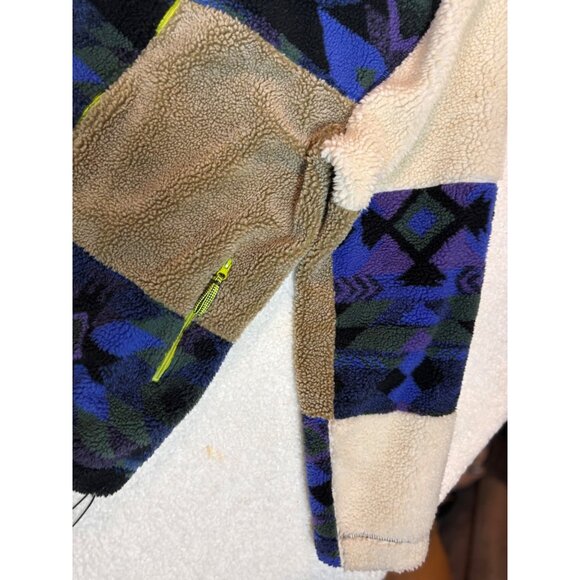 Urban Outfitters Sherpa Fleece Jacket With Aztec Pattern & Neon Zippers - Picture 8 of 16